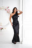 Жіноча вечірня приталена сукня максі на одне плече з розрізом по ніжці, фото 7