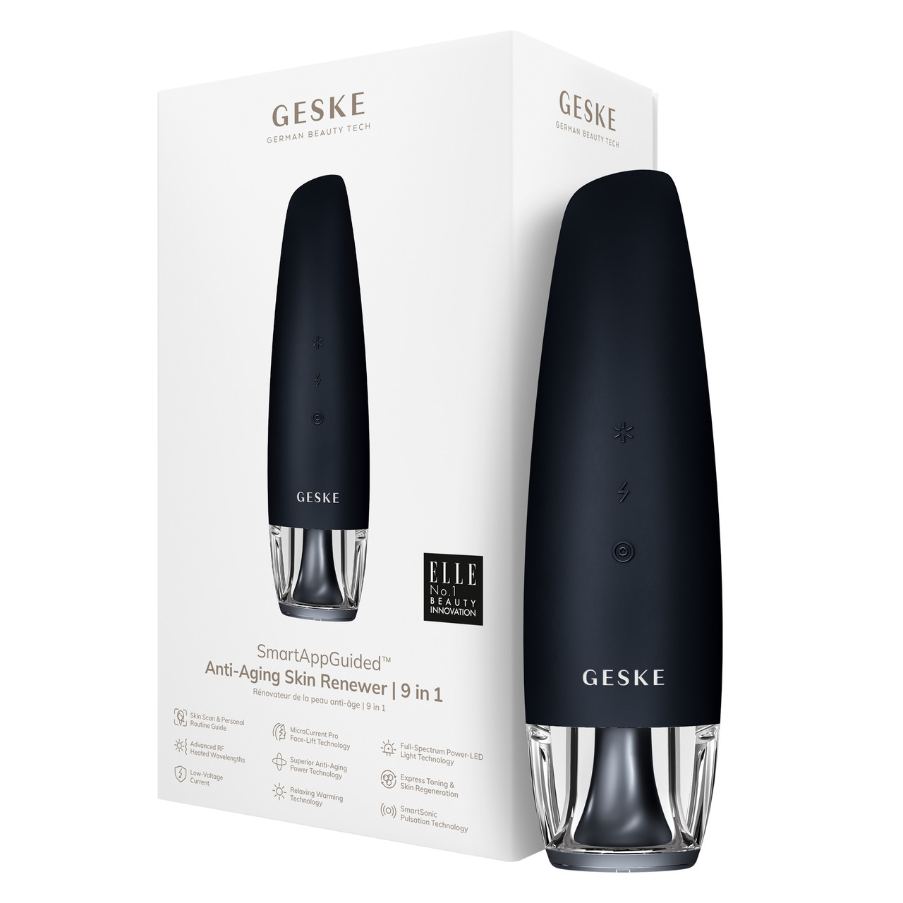 Антивіковий LED-випромінювач для відновлення шкіри обличчя Geske Anti-Aging Skin Renewer 9в1 (Black)