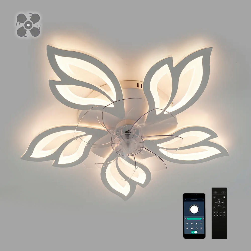 Керована світлодіодна люстра з вентилятором FAN ASTRA 85W+18W 5F APP Esllse 680x120-WHITE/CLEAR-220-IP20