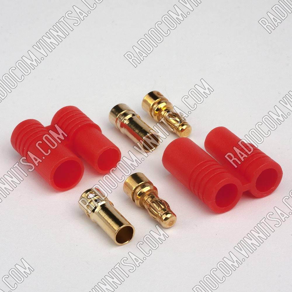 №55/7 HXT 3.5; червоний; 2 контакти; Inom=25A/Imax=50A; Umax=500VDC; R=0; 6mOm T= -20°C...120°C (2 вилки 3;5 мм + 2 розетки 3;5 мм, фото 1