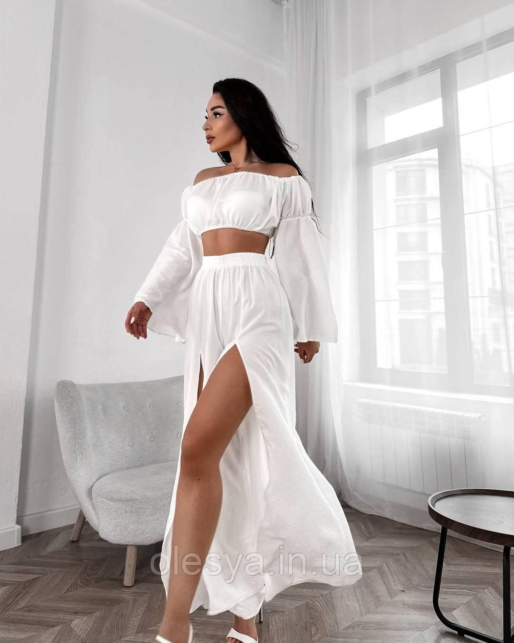 Костюм двійка: блуза + спідниця максі 219 Р-р 42-46 Oversize