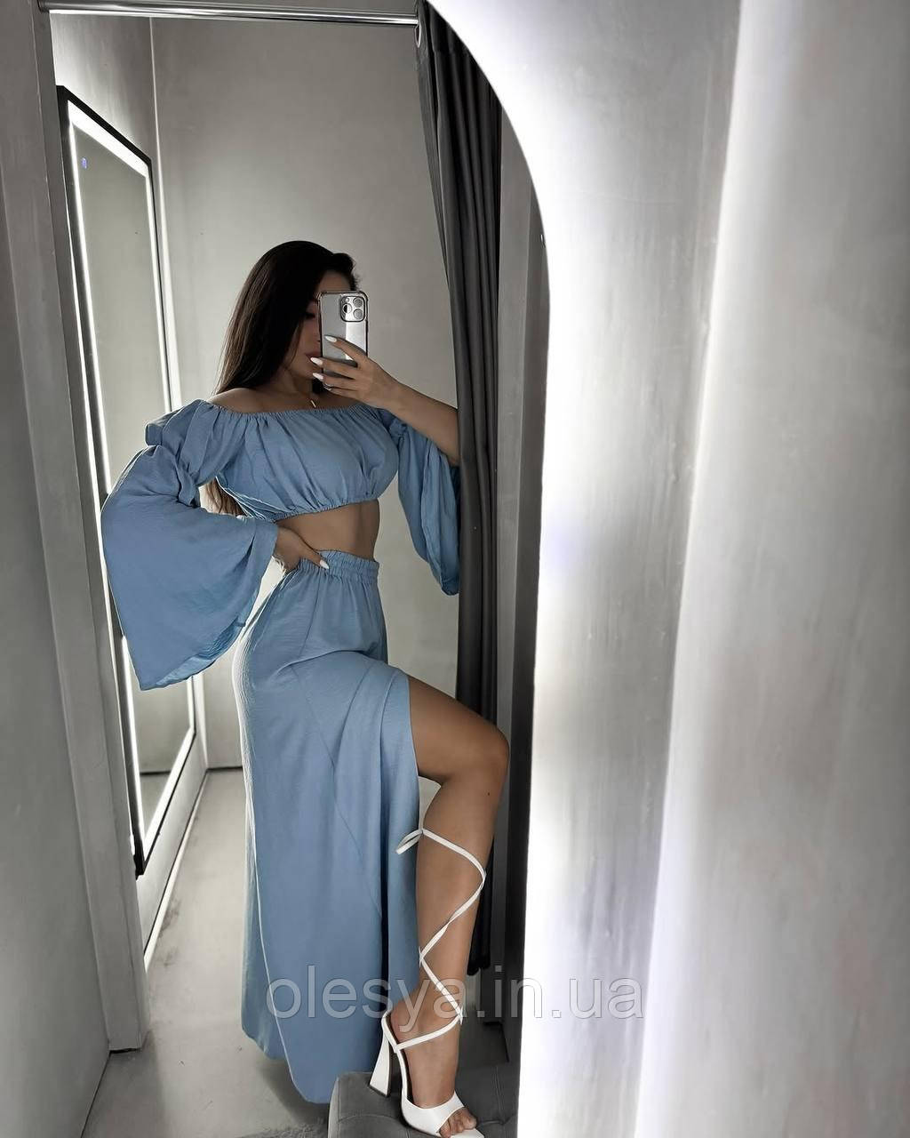 Костюм двійка: блуза + спідниця максі 219 Р-р 42-46 Oversize