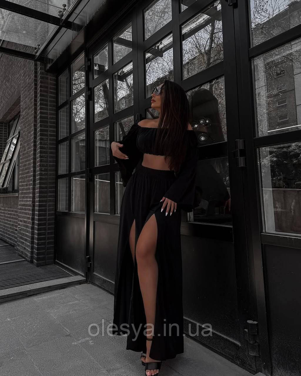 Костюм двійка: блуза + спідниця максі 219 Р-р 42-46 Oversize