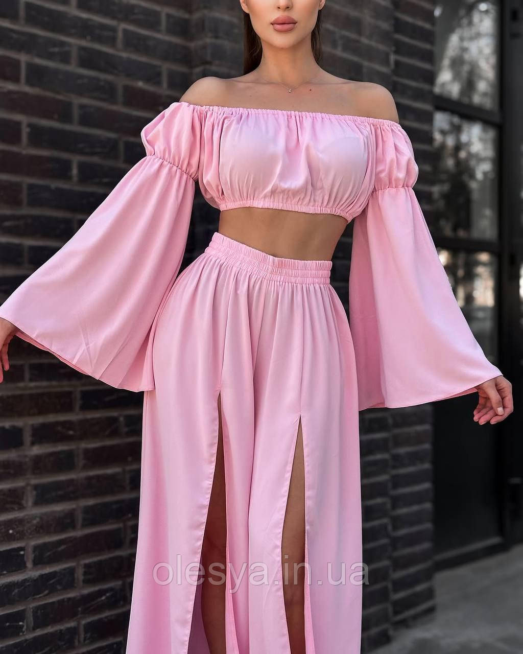 Костюм двійка: блуза + спідниця максі 219 Р-р 42-46 Oversize
