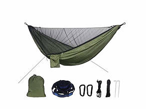 Гамак тканинний якісний із москітною сіткою 290*140 см, туристичний гамак