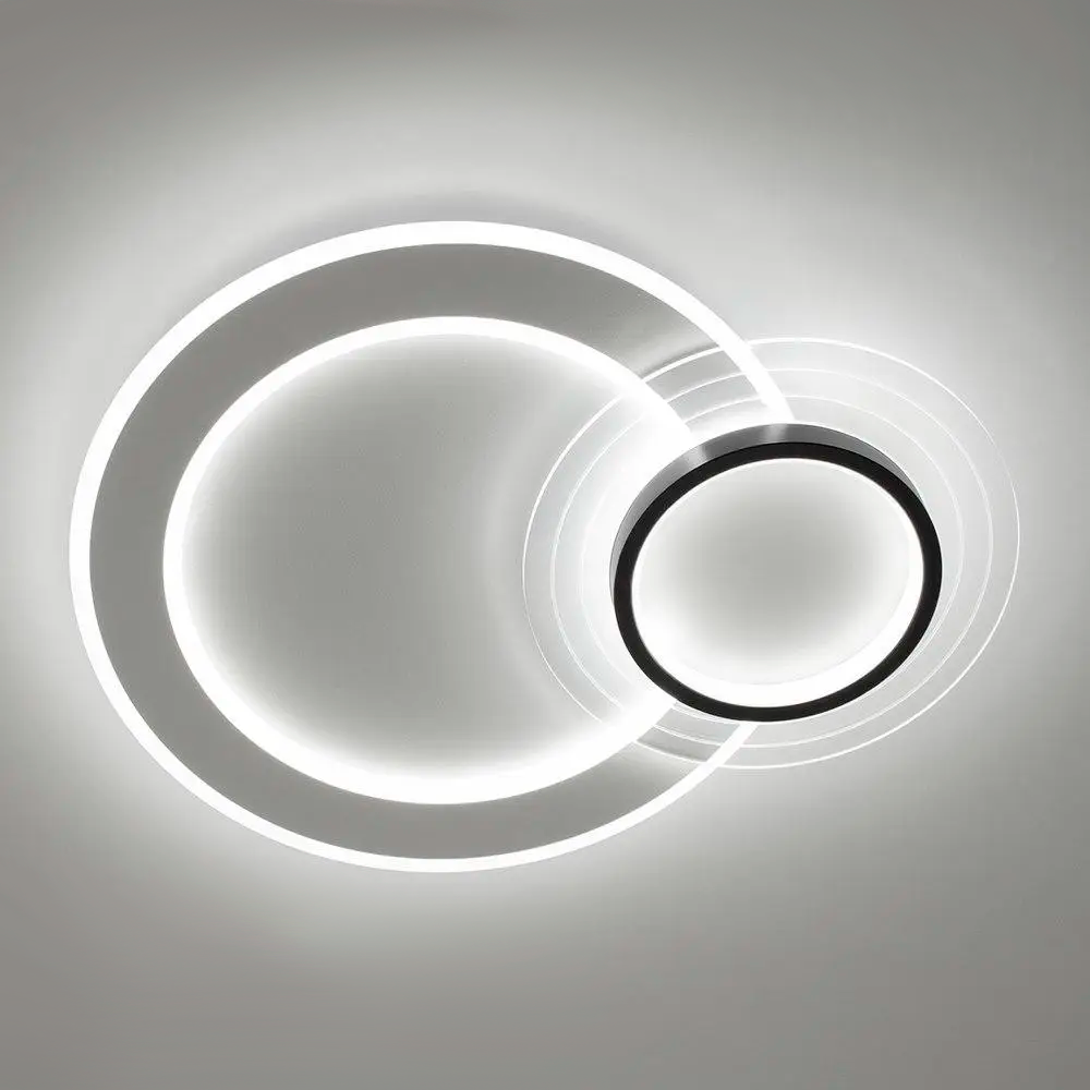 LED люстра MERVIN 75W R ON/OFF біло-чорна Luminaria 7500Lm керована (без пульта) WHITE/BLACK два кола 500х400х70мм