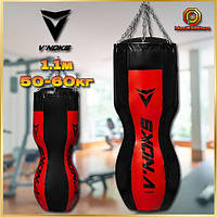 Боксерський мішок силует V'Noks Gel 1.1 м, 50-60 кг професійна груша чорна з червоним, ланцюг 6-променевий