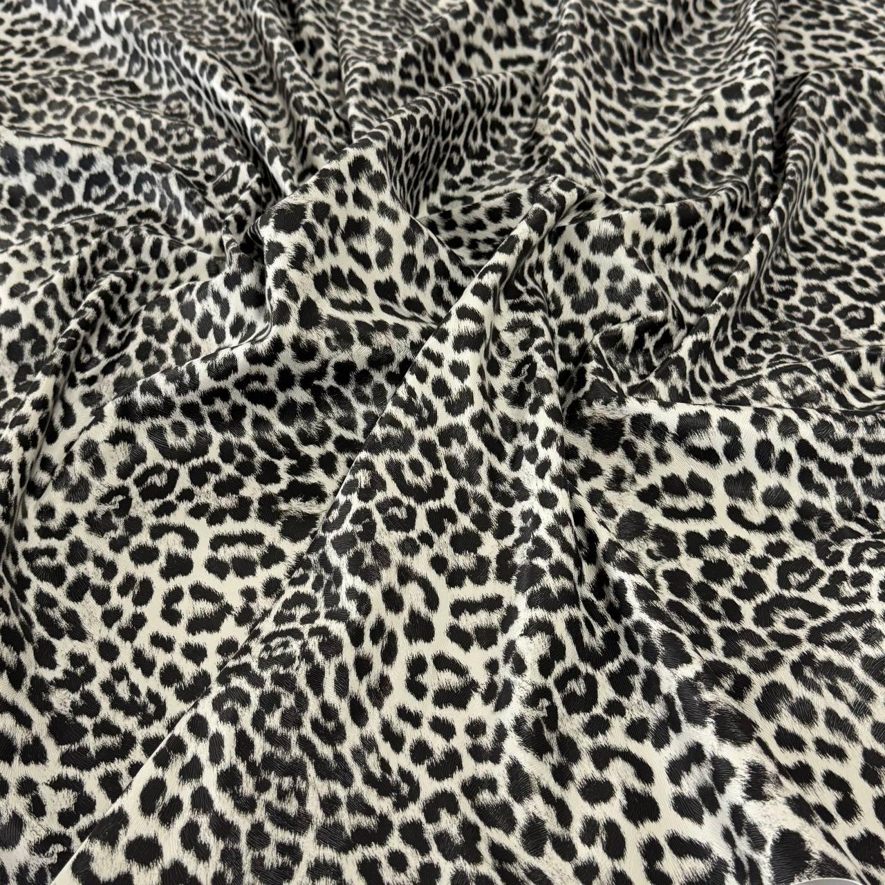 Шкірзам Стрейч на трикотажі тиснений принт Гепард Сірий, фото 1