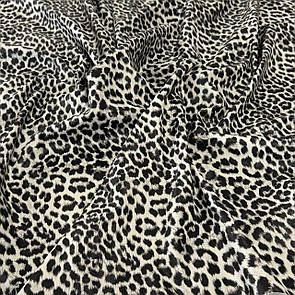 Шкірзам Стрейч на трикотажі тиснений принт Гепард Сірий