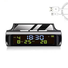 Годинник електронний автономний C-01 із сонячною батареєю для автомобіля, з термометром і календарем