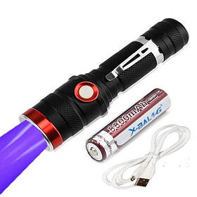 Ліхтар ручний з ультрафіолетовим світлом X-Balog BL-736-UV акумуляторний (MicroUSB)