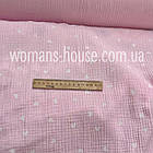 Тканина Муслін жатка двошаровий Серця на рожевому, фото 2