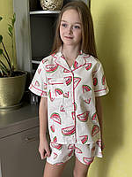 Піжама бавовняна Дитяча в кавуни Піжама для дівчинки Розмір 140