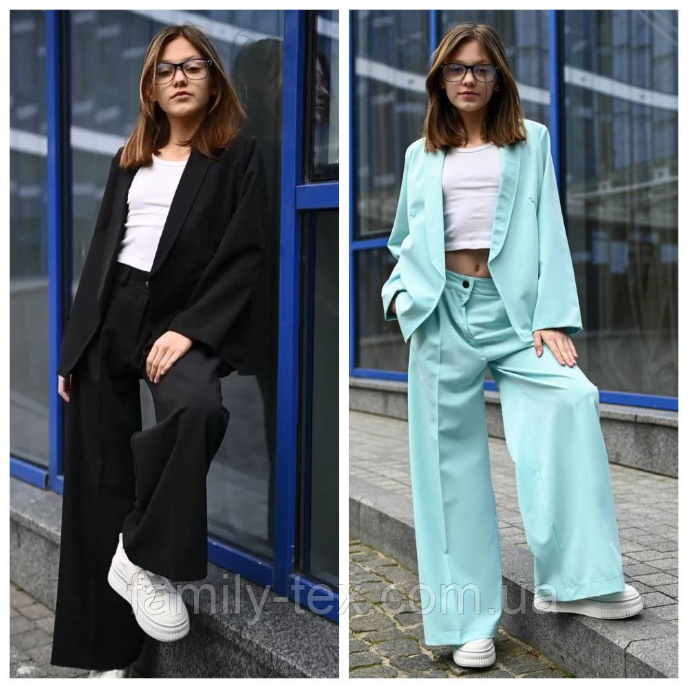 Класичний костюм для дівчат с штанами палаццо, розміри на рости  146 - 164, фото 1