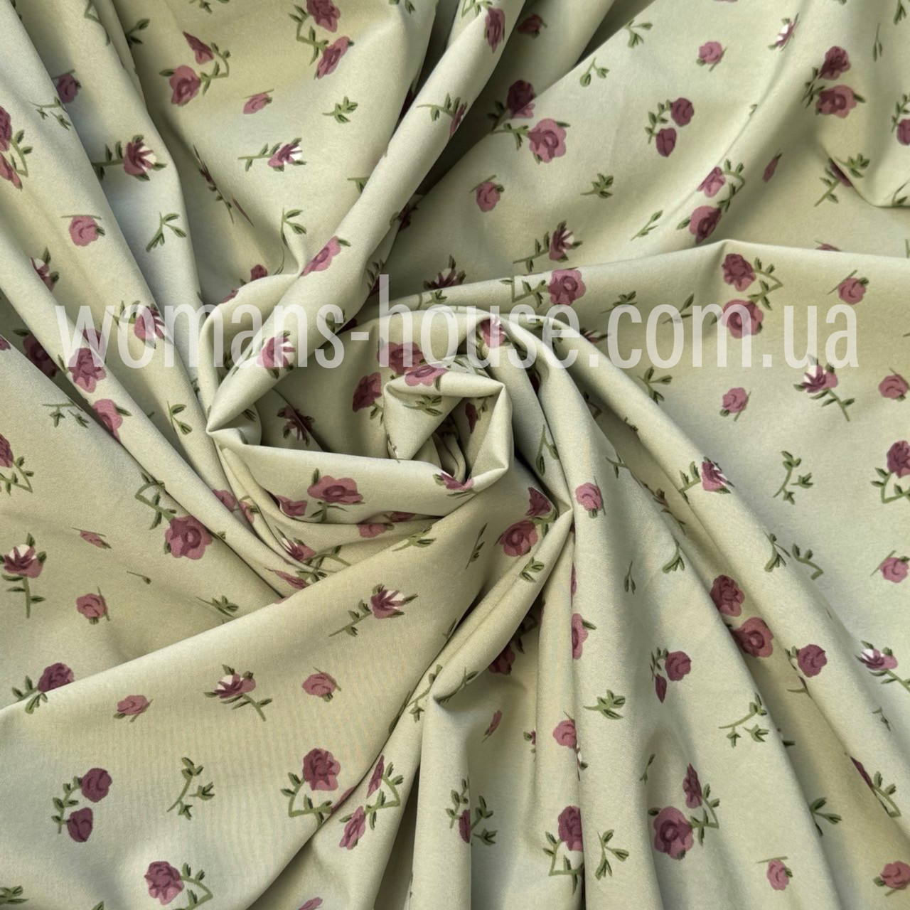 Суперсофт принт Троянди на фісташковому, фото 1