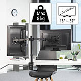 Настільне регульоване кріплення для двух моніторів від 13", до 32", чорне, фото 6