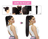 Хвіст накладний шиньйон прямий попелясто-каштановий довгий 70 см з фіксованою утяжкою, фото 10