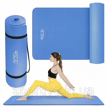 Килимок (мат) спортивний 4FIZJO NBR 180 x 60 x 1 см для йоги та фітнесу Blue (P-5907222931028), фото 1