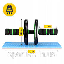 Ролик (гімнастичне колесо) для преса 4FIZJO Ab Wheel Black/Green (P-5907222931523), фото 5