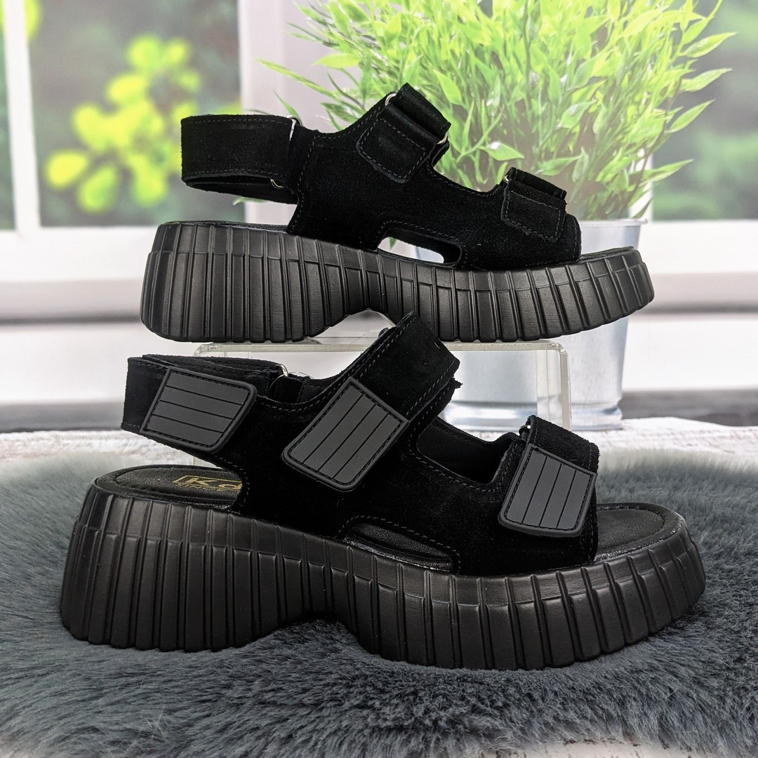 Босоніжки жіночі KDSL чорні замшеві на платформі 4879-2