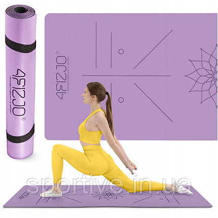 Килимок (мат) спортивний 4FIZJO PU 183 x 61 x 0.4 см для йоги та фітнесу Violet (P-5907739319548), фото 1