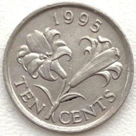 Монета Бермуд 10 центів 1995 р.