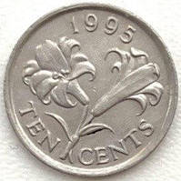 Монета Бермуд 10 центів 1995-97 рр.