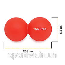 Масажний м'яч Cornix Lacrosse DuoBall 6.3 x 12.6 см XR-0112 Red, фото 3