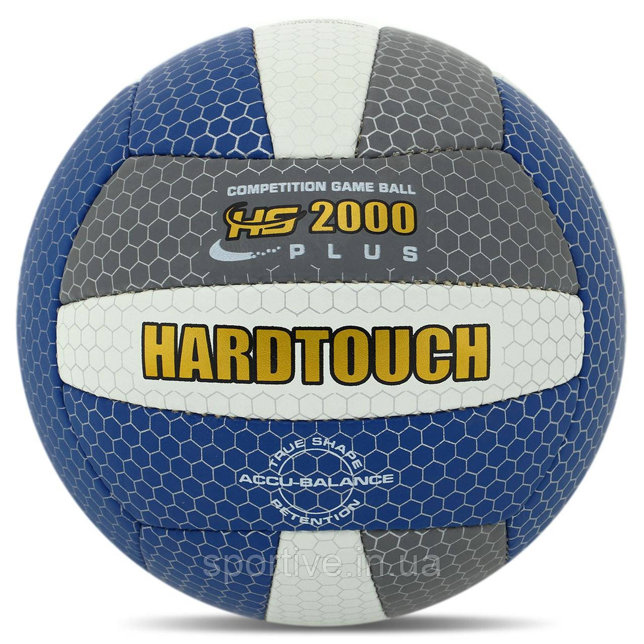 М'яч волейбольний PU HARD TOUCH VB-4387 (поліуретан, No5, 3 шари, зшитий вручну, синій-сірий-білий)