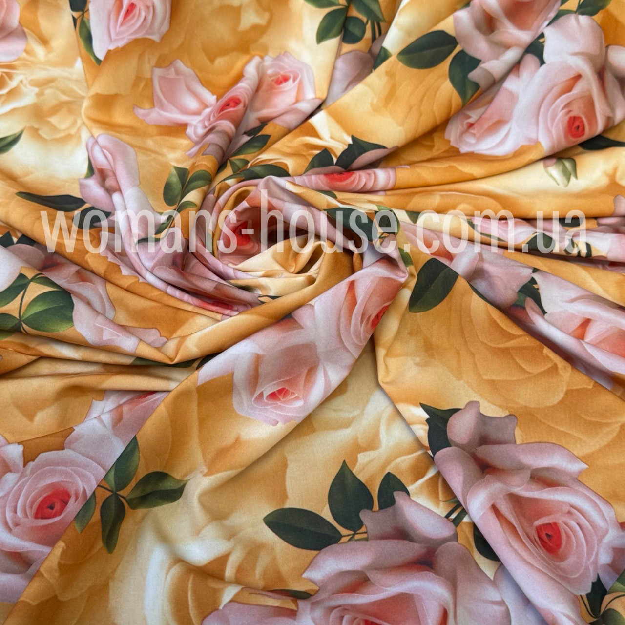 Суперсофт принт Троянди на жовтому, фото 1
