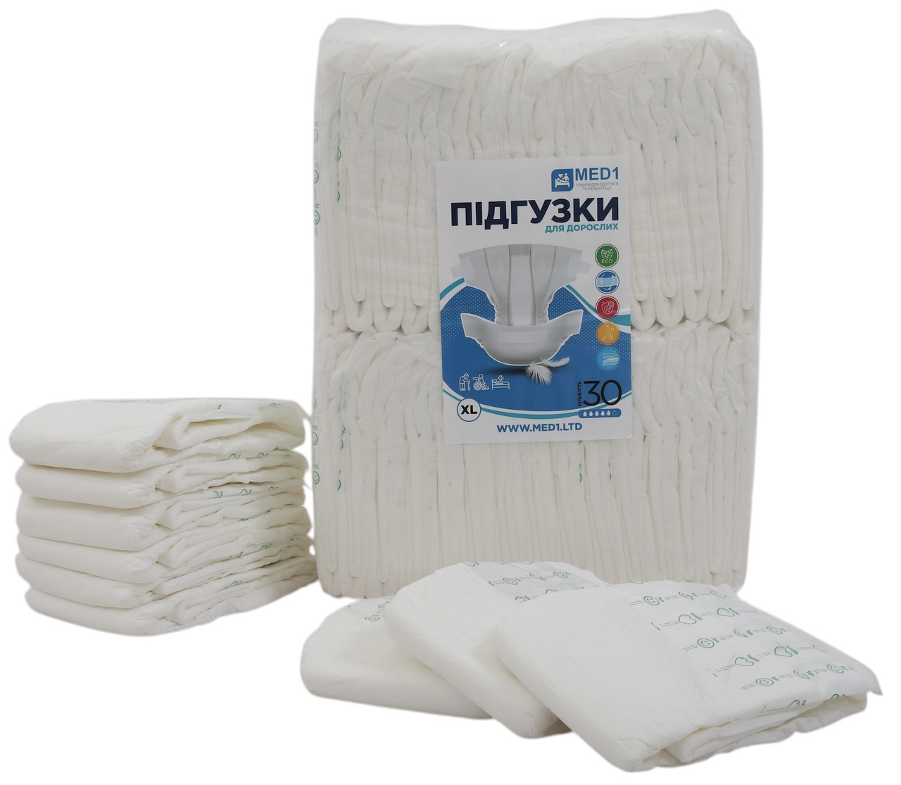 Підгузки для дорослих MED1-WC01, розмір XL (30 шт. в пакованні)