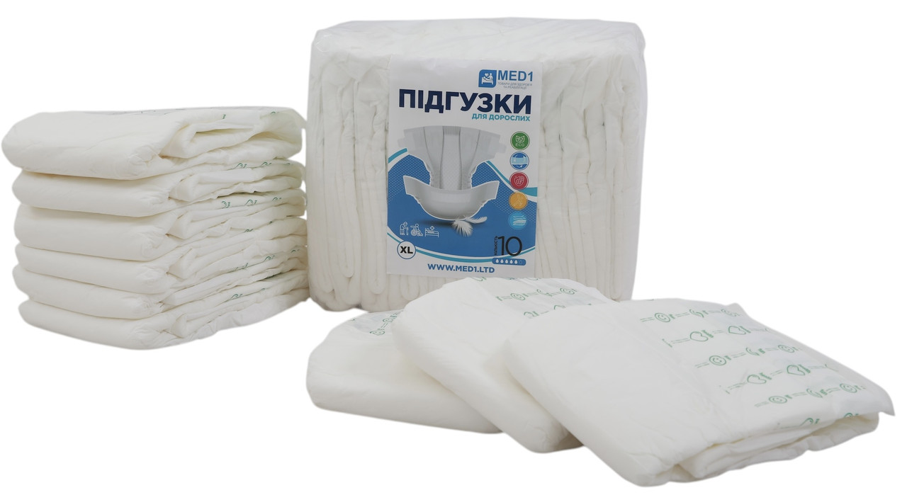 Підгузки для дорослих MED1-WC01, розмір XL (10 шт. в пакованні)