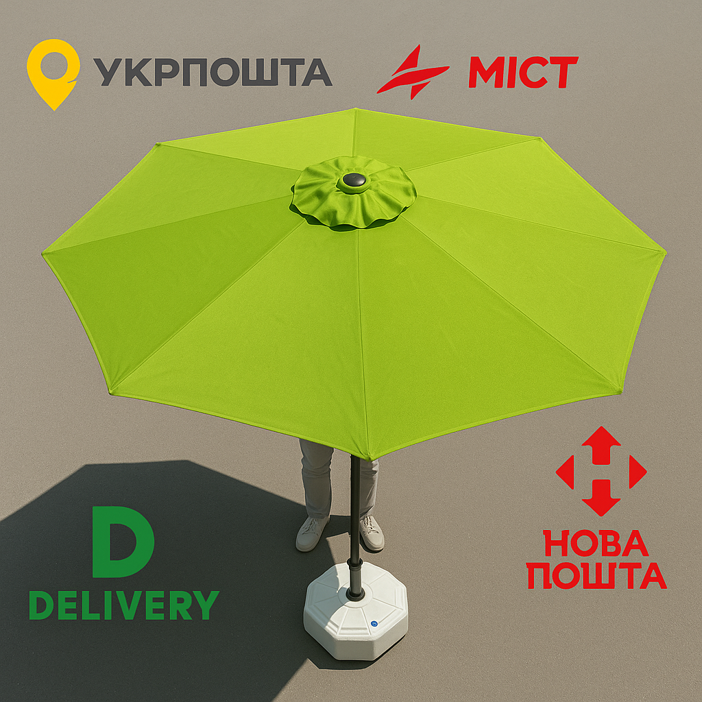 Професійна Антивітер парасолька для кафе 2.7-3 м — потужна, зручна, витривала