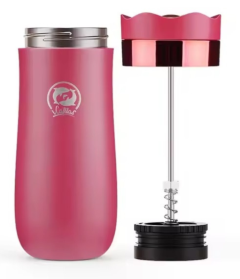 Френч прес термочашка 320 мл. French Coffee Press iCafilas Red, фото 1