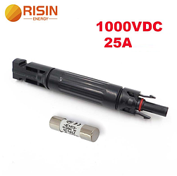 Конектор RISIN MC4, під вбудований плавкий запобіжник (у комплекті), 25А,1000 В, 0.5mmΩ, вогнестійкість