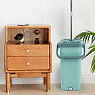 Швабра ледащо з двосекційним відром на 10 л з автоматичним віджимом Scratch Cleaning Mop Бірюзовий, фото 3