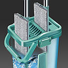 Швабра ледащо з двосекційним відром на 10 л з автоматичним віджимом Scratch Cleaning Mop Бірюзовий, фото 4