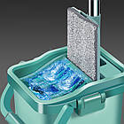 Швабра ледащо з двосекційним відром на 10 л з автоматичним віджимом Scratch Cleaning Mop Бірюзовий, фото 9