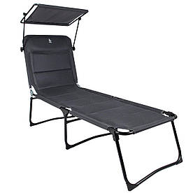 Шезлонг розкладний Bo-Camp Sun Lounger With Sunscreen 5 Positions Grey