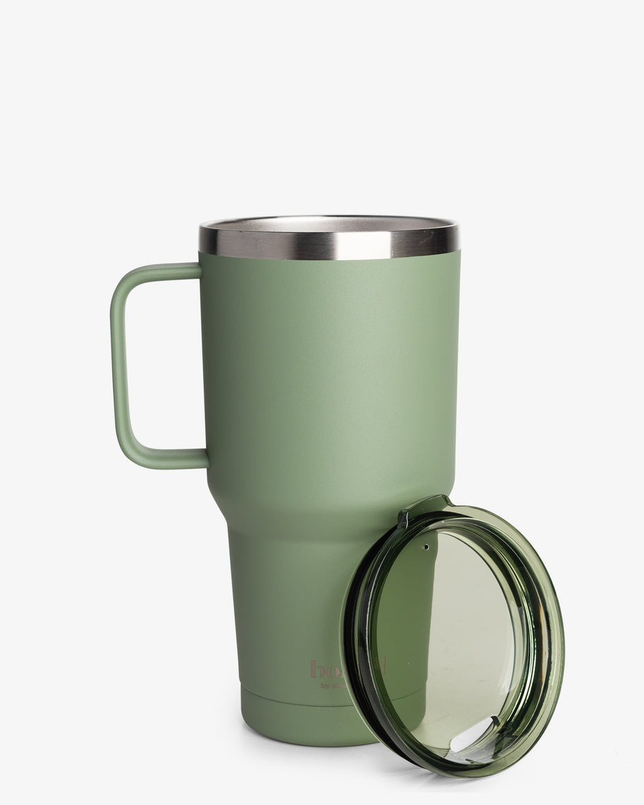 Термостакан (ізольована чашка) Bohtal з ручкою з нержавіючої сталі Tumbler Green 900 ml