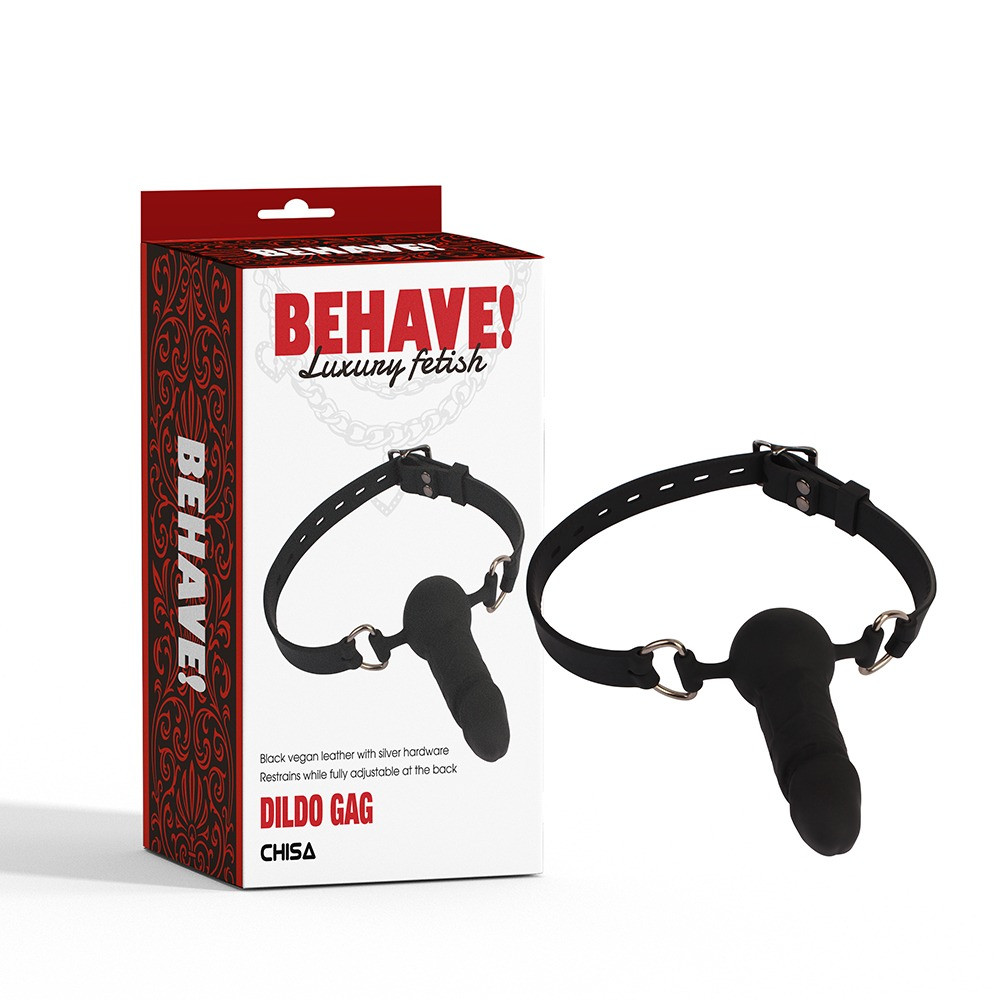 Кляп-фалоімітатор Chisa BEHAVE! Luxury Fetish чорний Кітті, фото 1