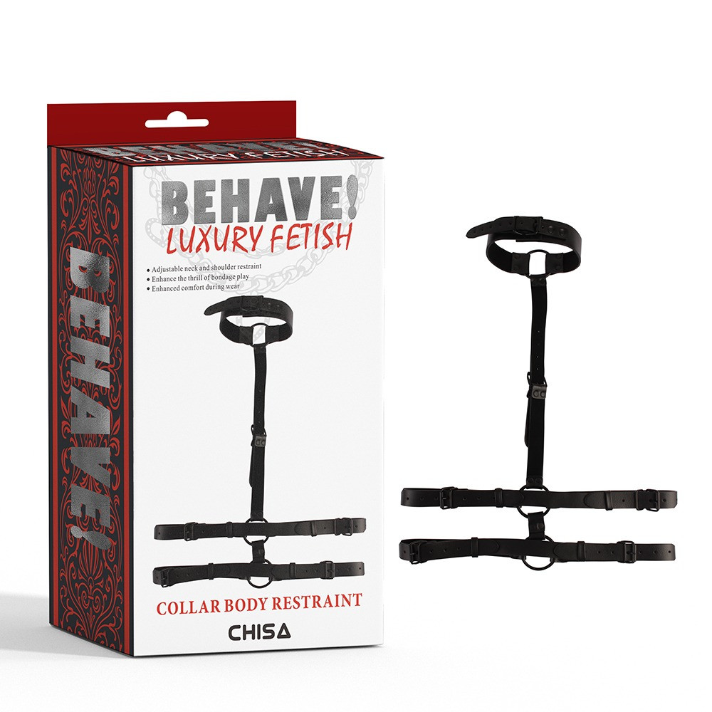 Бондаж-портупея Chisa BEHAVE! Luxury Fetish з нашийником, чорна Кітті, фото 1