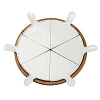 Тарілка для піци 28 см порцелянова обертається, бамбукова основа HP1248