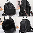 Шкіряний рюкзак з текстильний ременем Lanvera с101-кт-2807 Чорний, фото 4