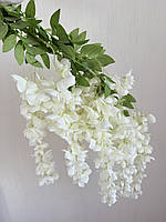Штучна гілка білої гліцинії 112 см — для декору, фотозон, інтер’єру, свят, фото 4