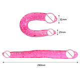 Двоконечний реалістичний фалоімітатор, Рожевий фалос для подвійного проникнення, Стимулятор вагіни та ануса, І, фото 2