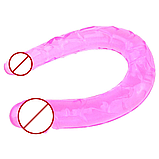 Двоконечний реалістичний фалоімітатор, Рожевий фалос для подвійного проникнення, Стимулятор вагіни та ануса, І, фото 6