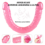 Двоконечний реалістичний фалоімітатор, Рожевий фалос для подвійного проникнення, Стимулятор вагіни та ануса, І, фото 8