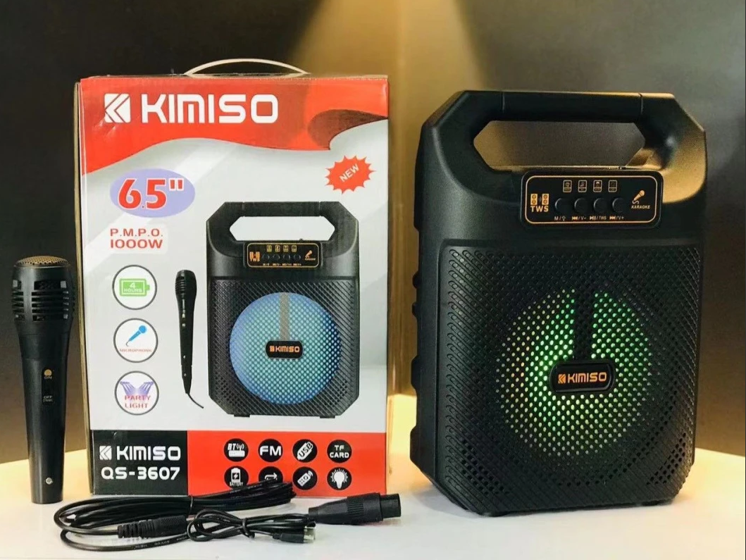 Портативна акустична колонка Kimiso QS-3607 з мікрофоном і світломузкою SV227, фото 1