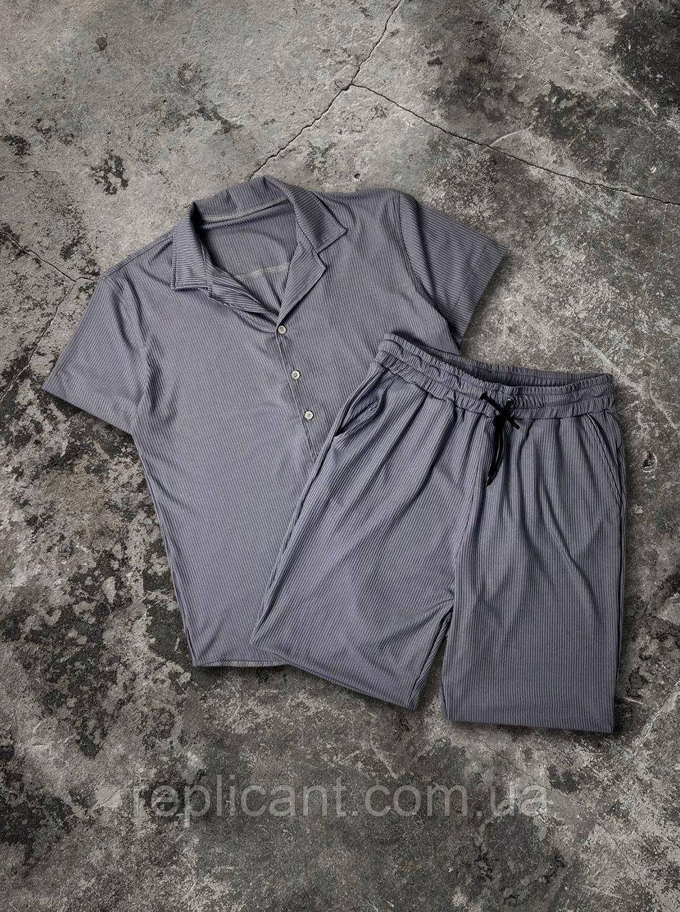 Чоловічий літній костюм Сорочка + Шорти jr мужской комплект на лето, фото 1